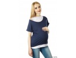 Блуза для беременных и кормящих "Эстер", индиго + белый