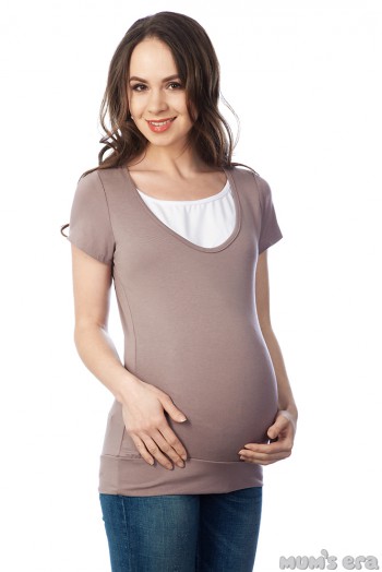 Блуза для беременных и кормящих "Нелли", мускат + белый