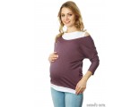 Блуза для беременных и кормящих "Адель" лиловый + белый
